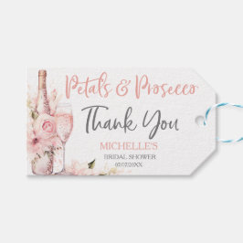 Blush Pink Boho Petals en Prosecco Floral Cadeaulabel