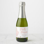 Blush Pink Boho Petals en Prosecco Floral Sparkling Wijnetiket (Voorkant)