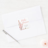 Blush Pink Boho Petals en Prosecco Floral Vierkante Sticker (Envelop)