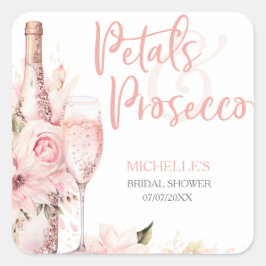Blush Pink Boho Petals en Prosecco Floral Vierkante Sticker