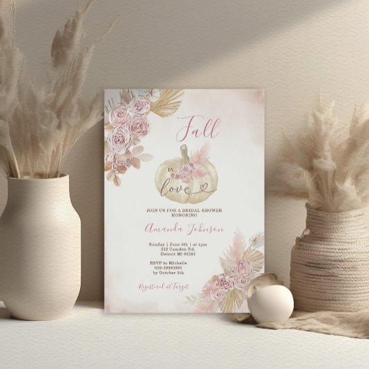 Blush Pink Boho Pumpkin Herfst in Liefde Vrijgezel Kaart