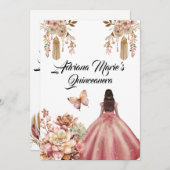 Blush Pink Boho Quinceanera Kaart (Voorkant / Achterkant)