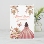 Blush Pink Boho Quinceanera Kaart (Staand voorkant)