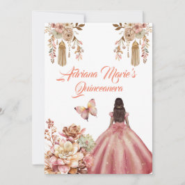 Blush Pink Boho Quinceanera Kaart