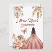 Blush Pink Boho Quinceanera Kaart (Voorkant)