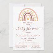 Blush Pink Boho Rainbow Baby shower Kaart (Voorkant)