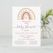 Blush Pink Boho Rainbow Baby shower Kaart (Staand voorkant)