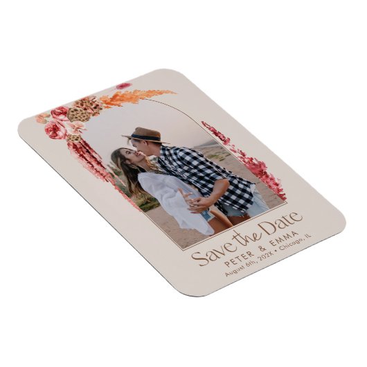 Blush Pink | Boho Save the Date Pampas Grass Photo Magneet (Rechterzijde)