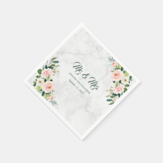 Blush Pink Boho Waterverf bruiloft Mr en Mrs Servet (Hoek)