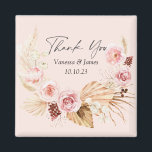 Blush PInk Boho Waterverf Floral bedankt Magneet<br><div class="desc">Blush PInk waterverf Boho Floral Pampas Grass Wedding Gunnet</div>