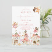 Blush Pink Boho Wildflower Fairy 1e verjaardag Kaart (Staand voorkant)