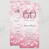 Blush Pink Bokeh 60e Verjaardagsprogramma met Menu Kaart (Voorkant / Achterkant)