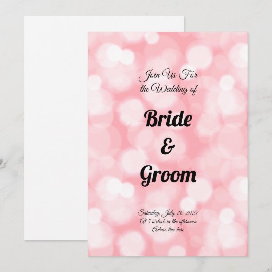 Blush Pink Bokeh Fairy Lights Uitnodiging voor een (Voorkant / Achterkant)