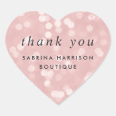 Blush Pink Bokeh | Gepersonaliseerde zaken Dank u Hart Sticker (Voorkant)