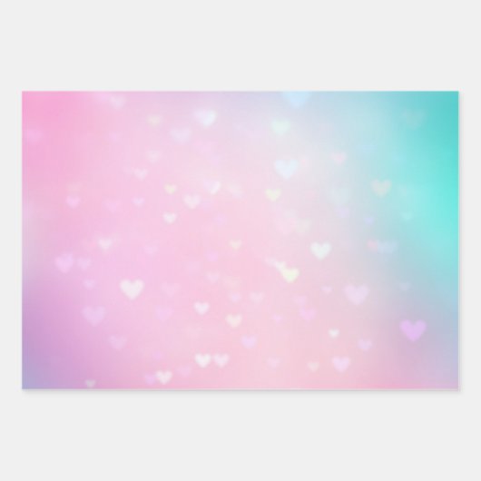 Blush Pink Bokeh Hearts Verjaardag Inpakpapier Vel (Voorkant)