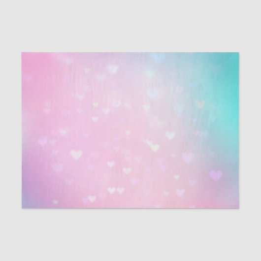 Blush Pink Bokeh Hearts Verjaardag Tissuepapier (Voorkant)