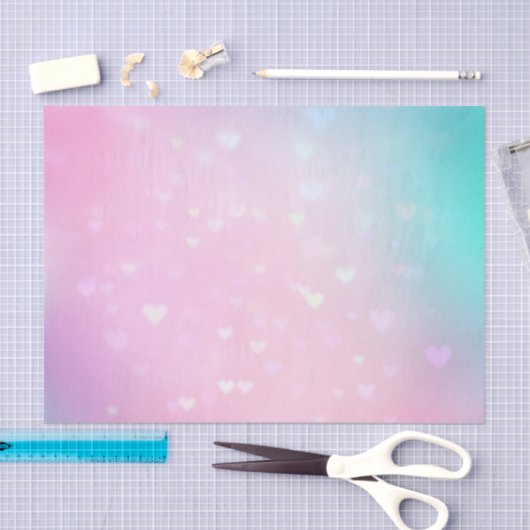 Blush Pink Bokeh Hearts Verjaardag Tissuepapier (Craft)