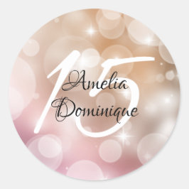 Blush Pink Bokeh Quinceanera Ronde Sticker