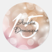 Blush Pink Bokeh Quinceanera Ronde Sticker (Voorkant)