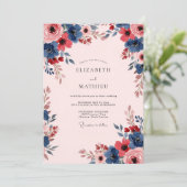 Blush Pink Bold Botanical Wedding Kaart (Staand voorkant)
