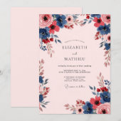 Blush Pink Bold Botanical Wedding Kaart (Voorkant / Achterkant)