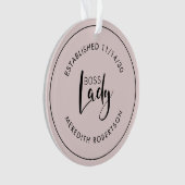 Blush Pink Boss Lady Logo Vastgestelde datum Ornament (voorkant)