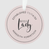 Blush Pink Boss Lady Logo Vastgestelde datum Ornament (voorkant)