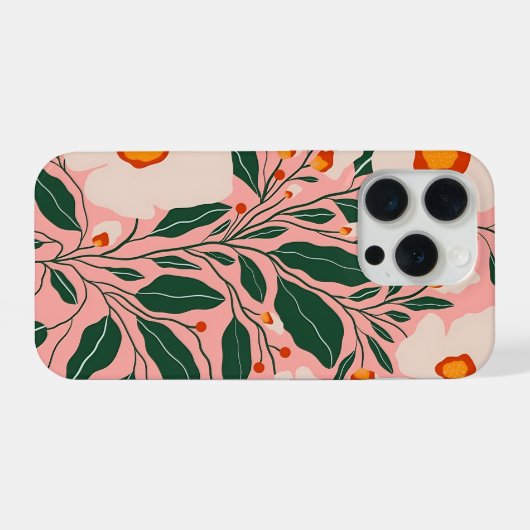 Blush Pink Botanical Floral Phone Case iPhone Hoesje (Achterkant horizontaal)
