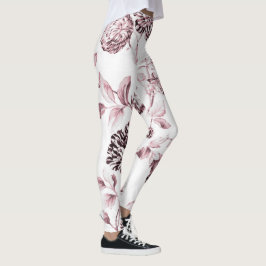 Blush Pink  Botanical Floral Toile No.2 Leggings