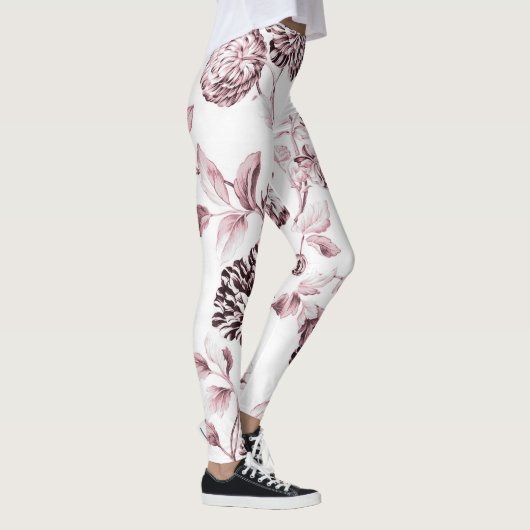 Blush Pink Botanical Floral Toile No.2 Leggings (Rechts)