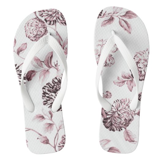 Blush Pink  Botanical Floral Toile No.2 Teenslippers (Voetbed)