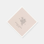 Blush Pink Botanical Monogram Elegant Huwelijk Servet (Hoek)