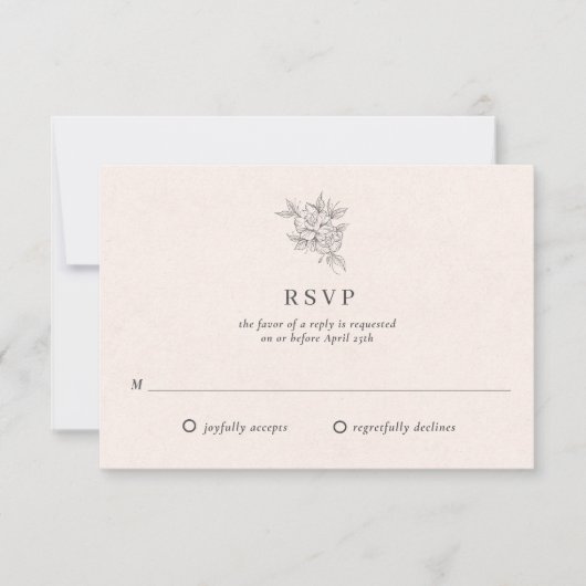 Blush Pink Botanical Monogram Wedding RSVP Card (Voorkant)