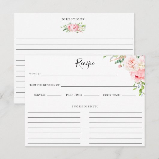 Blush Pink Botanical Recept Kaart (Voorkant / Achterkant)