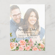 Blush Pink Botanical Save the Date Foto QR Code