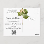 Blush Pink Botanical Save the Date Foto QR Code Briefkaart (Achterkant)
