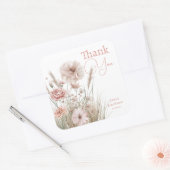 Blush Pink Botanical Wedding & Baby Shower Vierkante Sticker (Envelop)