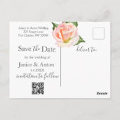 Blush Pink Botanische bruiloft Bewaar de datum Briefkaart (Achterkant)