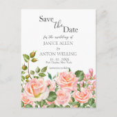Blush Pink Botanische bruiloft Bewaar de datum Briefkaart (Voorkant)