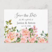 Blush Pink Botanische bruiloft Bewaar de datum Briefkaart (Voorkant)