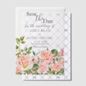 Blush Pink Botanische bruiloft Bewaar de datum Vellum Uitnodigingen (Offset (Uitnodiging))