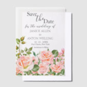 Blush Pink Botanische bruiloft Bewaar de datum Vellum Uitnodigingen (Offset)