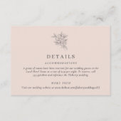 Blush Pink Botanische bruiloft Details Informatiekaartje (Voorkant)