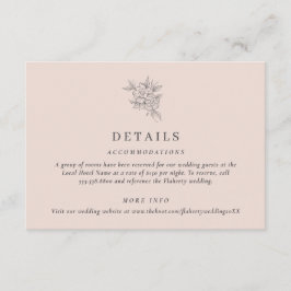 Blush Pink Botanische bruiloft Details Informatiekaartje
