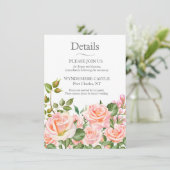 Blush Pink Botanische bruiloft QR-code Informatiekaartje (Staand voorkant)