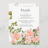 Blush Pink Botanische bruiloft QR-code Informatiekaartje (Voorkant / Achterkant)