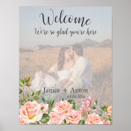 Blush Pink Botanische bruiloft Welkom Foto Poster