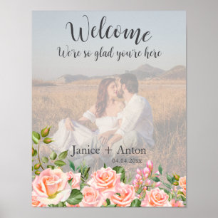 Blush Pink Botanische bruiloft Welkom Foto Poster