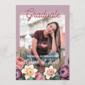  Blush Pink Botanische Floral Boho Afstuderen Aankondiging (Voorkant)