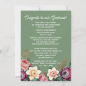  Blush Pink Botanische Floral Boho Afstuderen Aankondiging (Achterkant)